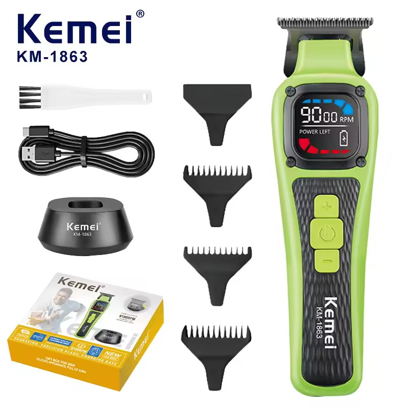 Golf Zero - เครื่องตัดผม Kemei KM-1863 รุ่นมืออาชีพ แบบไฟฟ้า ชาร์จได้